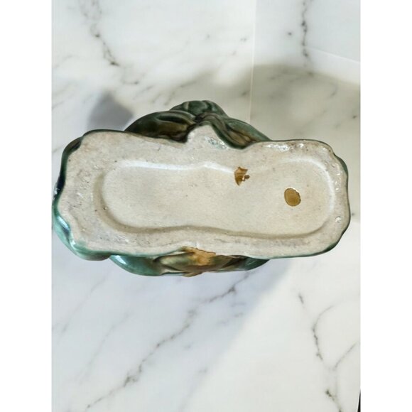 Vintage Majolica Frog Art Pottery Planter Ashtray Water Lily Green - Picture 7 of 7